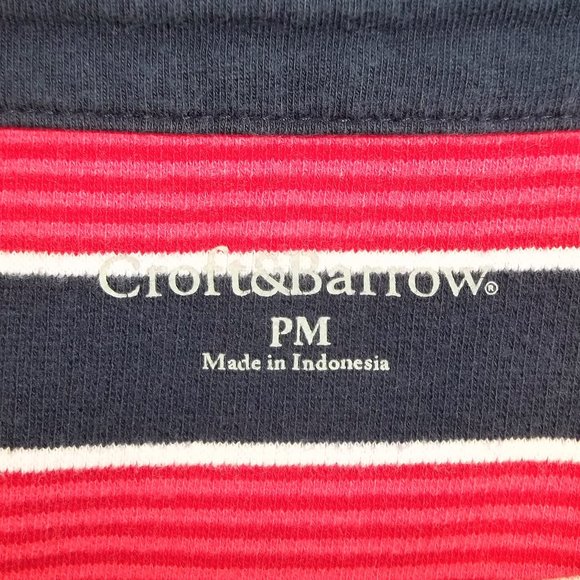 Croft & Barrow Womens Top Blouse Size PM 3/4 Sleeves Snaps Striped Red Blue - Picture 5 of 7